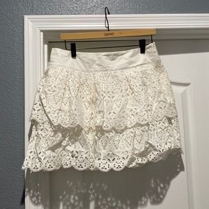 Banana Republic White/Cream Ruffle Skirt